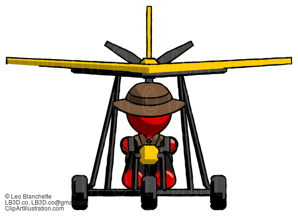 Red Detective Man In Ultralight Aircraft Front View #2305