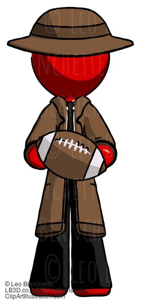 Red Detective Man Giving Football To You #2321