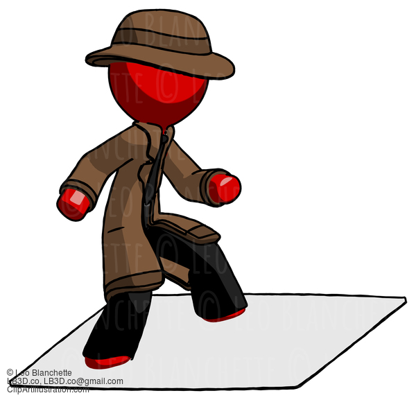 Red Detective Man On Postage Envelope Surfing #2324