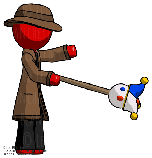 Red Detective Man Holding Jesterstaff - I Dub Thee Foolish Concept #2342