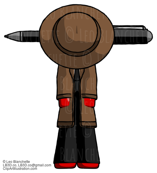 Red Detective Man Head Impaled With Pen #2346