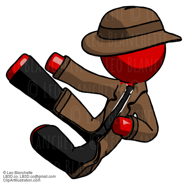 Red Detective Man Flying Ninja Kick Left #2356