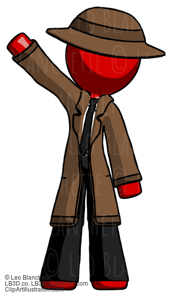 Red Detective Man Waving Emphatically With Right Arm #2358