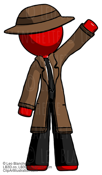 Red Detective Man Waving Emphatically With Left Arm #2365