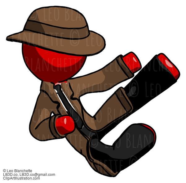 Red Detective Man Flying Ninja Kick Right #2378