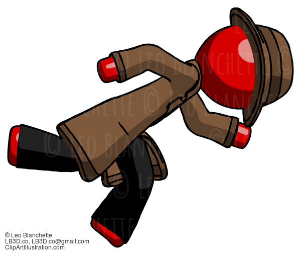 Red Detective Man Running While Falling Down #2386