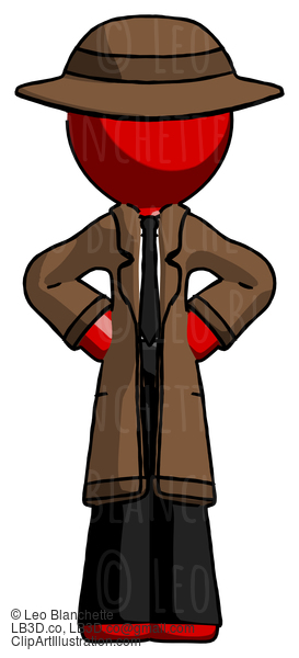 Red Detective Man Hands On Hips #2403