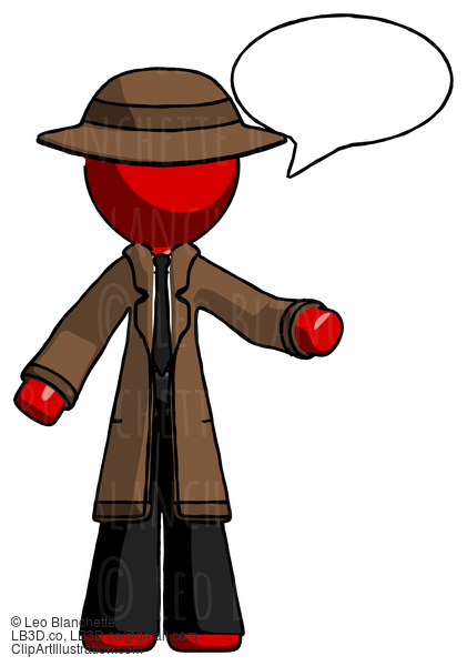 Red Detective Man With Word Bubble Talking Chat Icon #2427