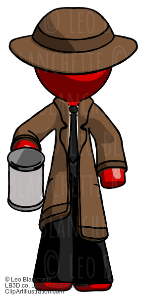 Red Detective Man Begger Holding Can Begging Or Asking For Charity #2433