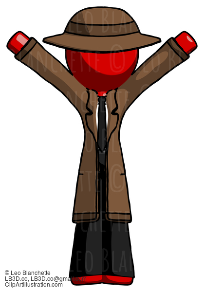 Red Detective Man With Arms Out Joyfully #2444