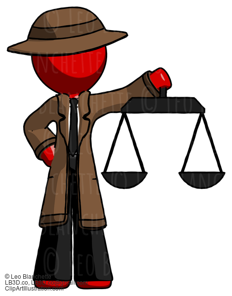 Red Detective Man Holding Scales Of Justice #2461