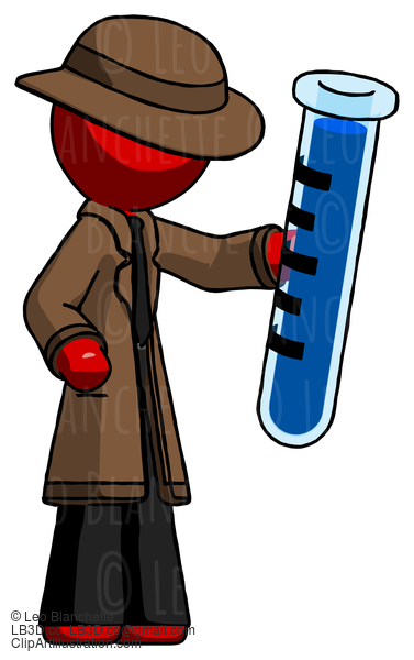 Red Detective Man Holding Large Test Tube #2470