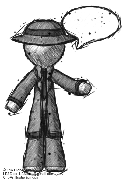 Sketch Detective Man With Word Bubble Talking Chat Icon #3453