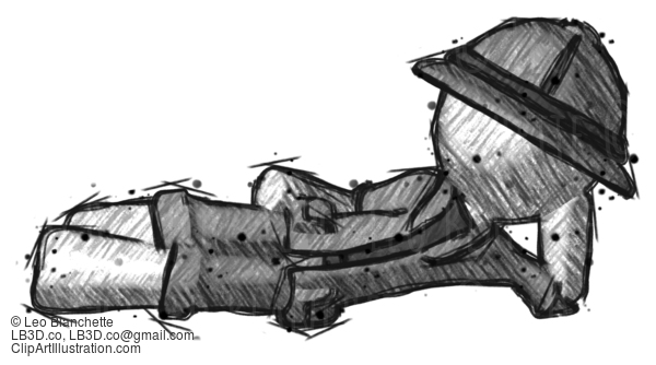 Sketch Detective Man Reclined On Side #3500