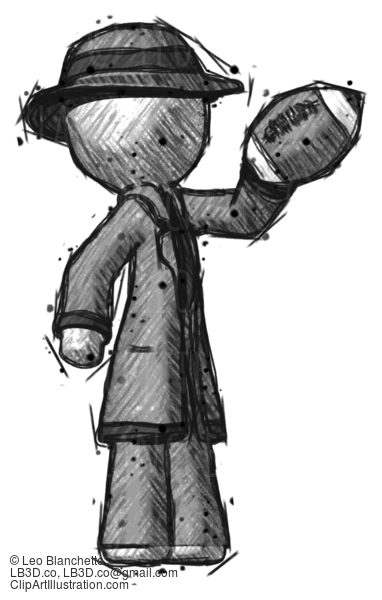 Sketch Detective Man Holding Football Up #3544