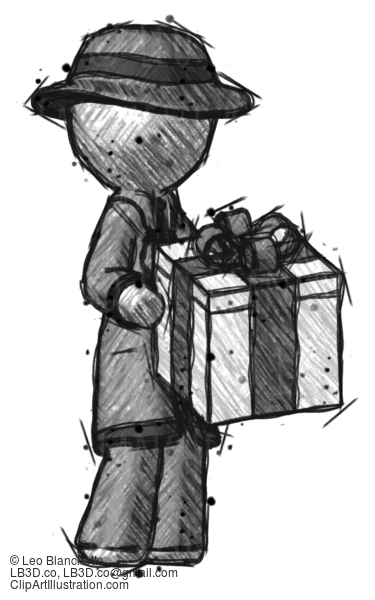 Sketch Detective Man Giving A Present #3546