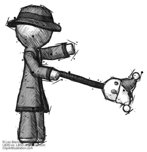 Sketch Detective Man Holding Jesterstaff - I Dub Thee Foolish Concept #3548