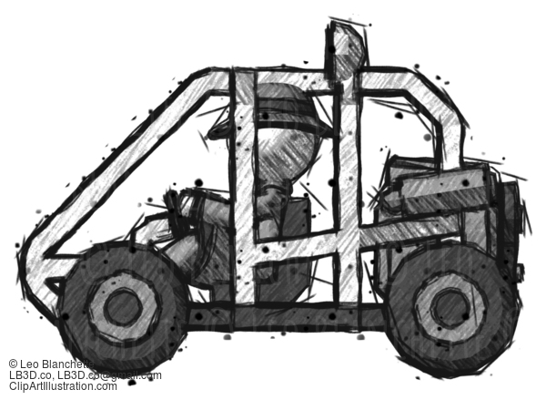 Sketch Detective Man Riding Sports Buggy Side View #3553