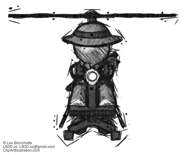 Sketch Detective Man Flying In Gyrocopter Front View #3560