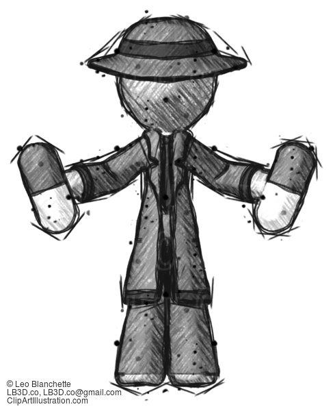 Sketch Detective Man Holding Pills #3577