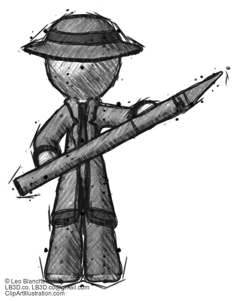 Sketch Detective Man Holding Large Scalpel #3578