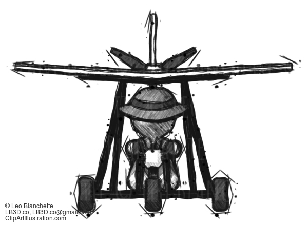 Sketch Detective Man In Ultralight Aircraft Front View #3598