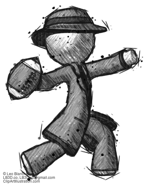 Sketch Detective Man Throwing Football #3655