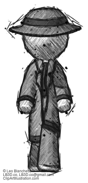 Sketch Detective Man Walking Front View #3676