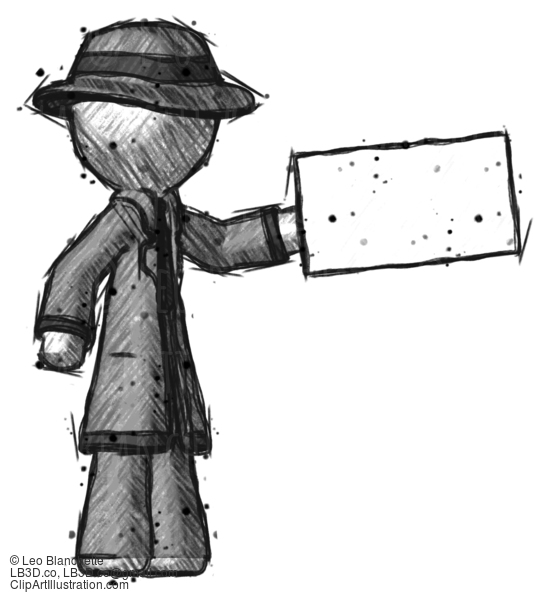 Sketch Detective Man Holding Large Envelope #3700