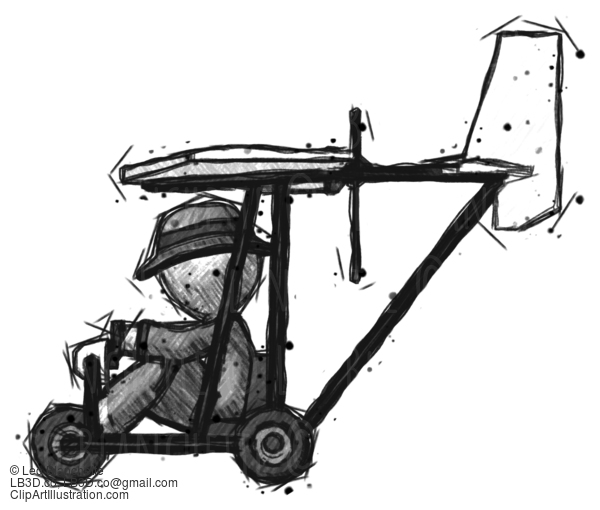 Sketch Detective Man In Ultralight Aircraft Side View #3713