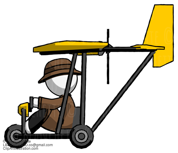 White Detective Man In Ultralight Aircraft Side View #1000