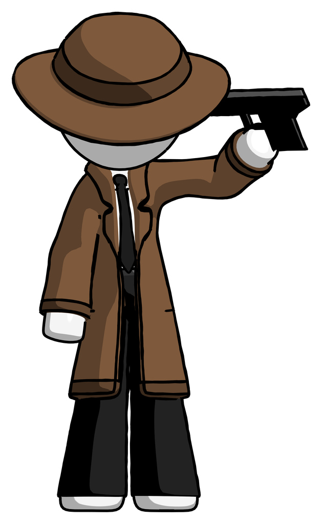White Detective Man suicide gun pose