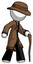 White Detective Man walking with hiking stick