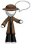 White Detective Man with word bubble talking chat icon