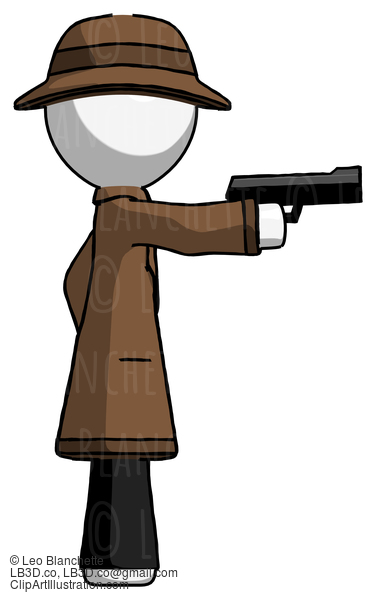 White Detective Man Firing A Handgun #1092