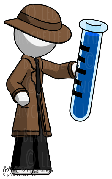 White Detective Man Holding Large Test Tube #1097