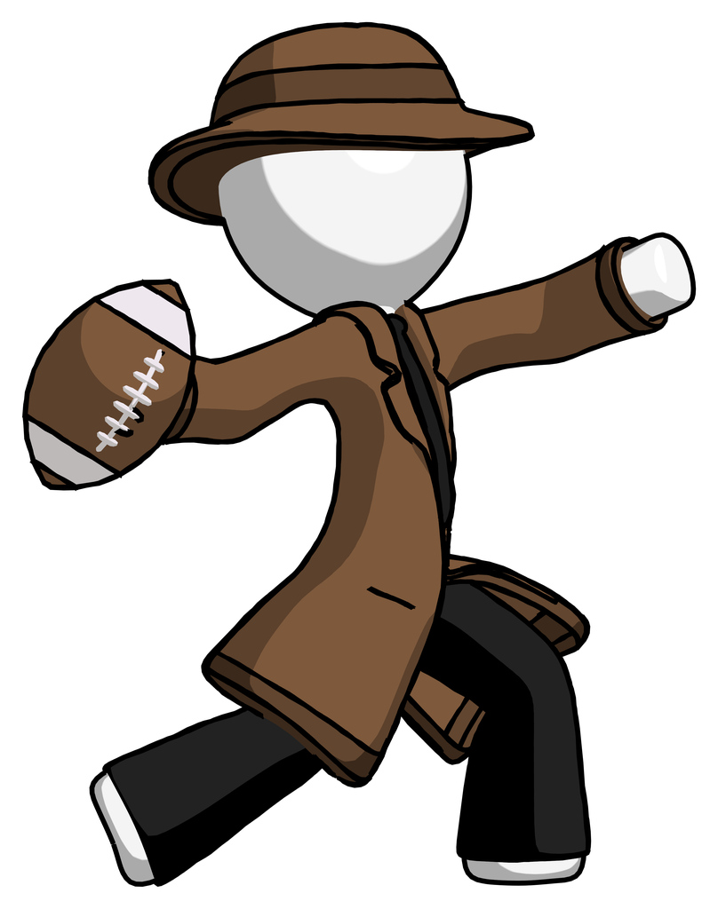 White Detective Man throwing football