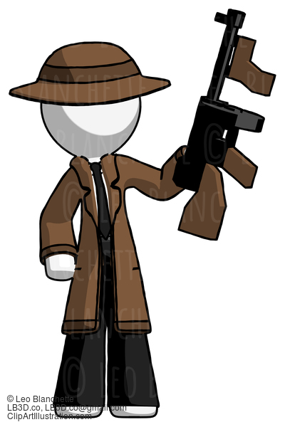 White Detective Man Holding Tommygun #1122