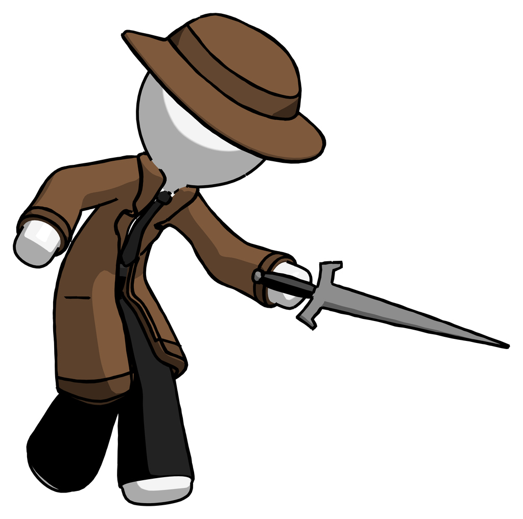 White Detective Man sword pose stabbing or jabbing