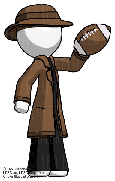 White Detective Man Holding Football Up #1138