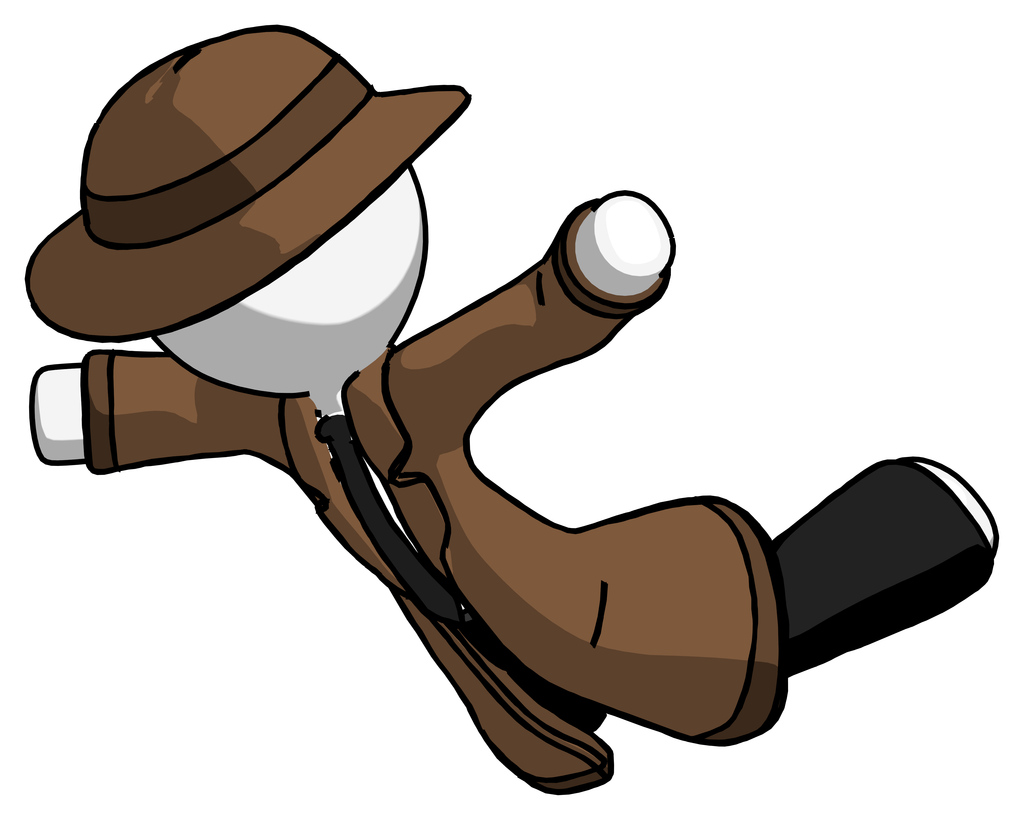 White Detective Man skydiving or falling to death