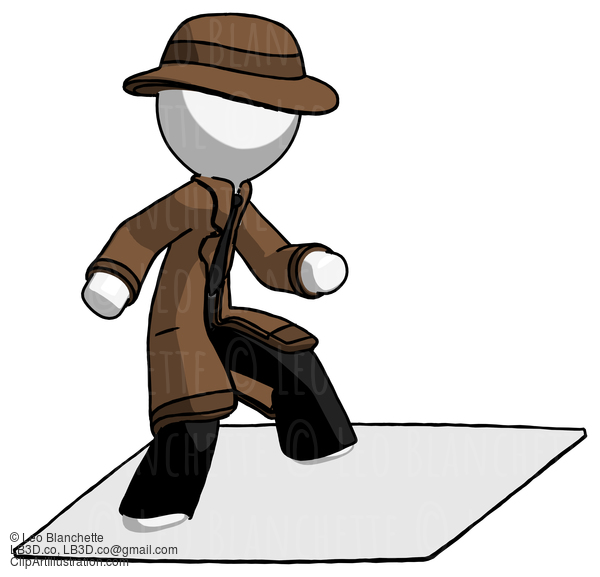 White Detective Man On Postage Envelope Surfing #1149