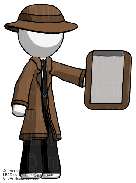 White Detective Man Showing Clipboard To Viewer #1156