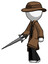 White Detective Man with sword walking confidently