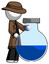 White Detective Man Standing Beside Large Round Flask Or Beaker