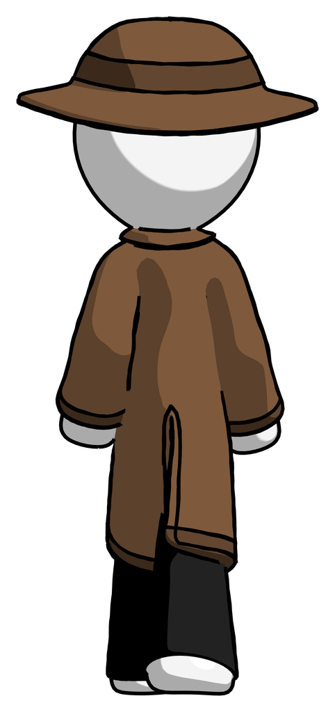 White Detective man walking away, back view