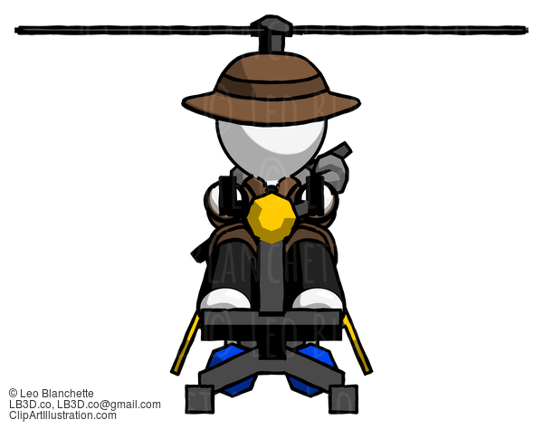 White Detective Man Flying In Gyrocopter Front View #1195