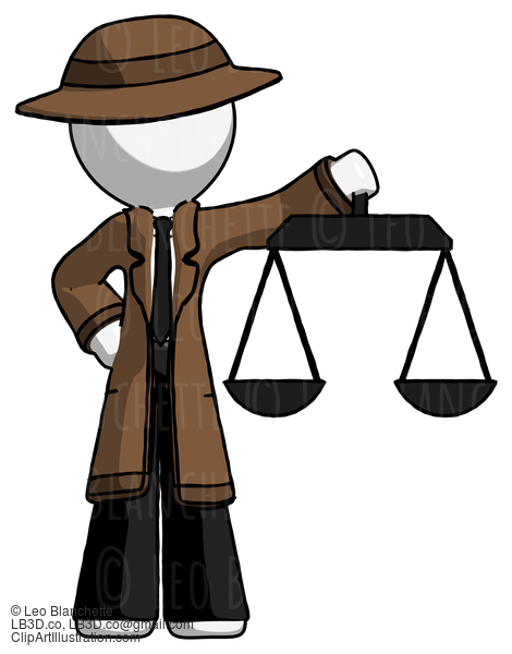 White Detective Man Holding Scales Of Justice #1224