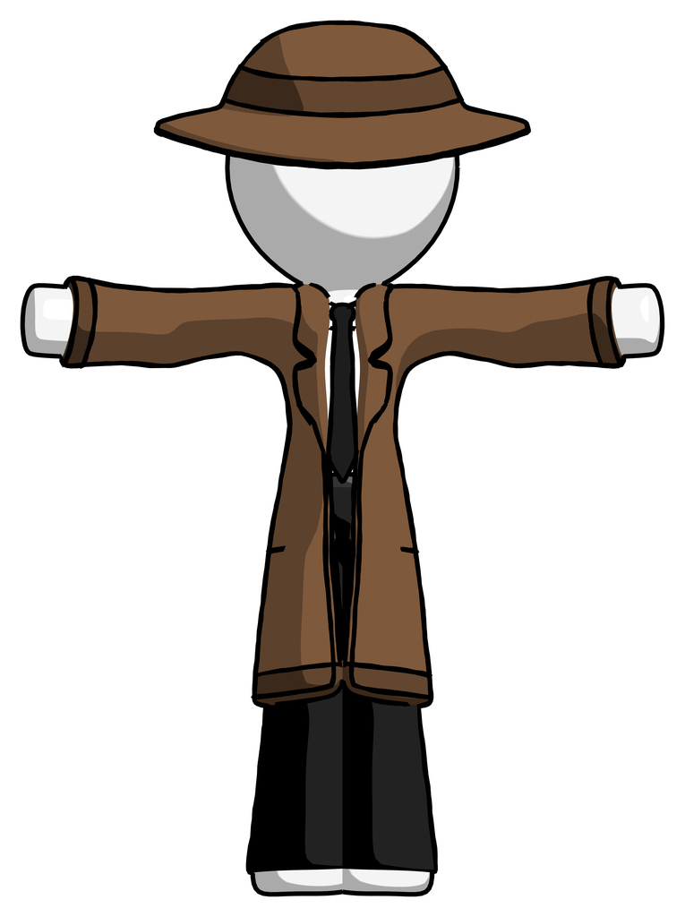 White Detective Man T-Pose Arms Up Standing