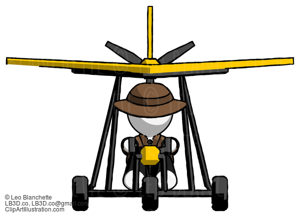 White Detective Man In Ultralight Aircraft Front View #1253